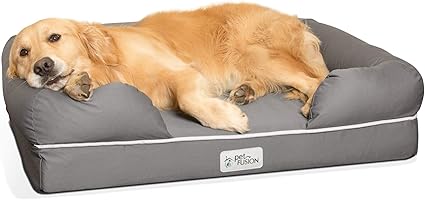 Golden Retriever resting on the PetFusion Ultimate Dog Bed with bolstered sides