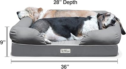 Size guide for the PetFusion Ultimate Dog Bed Large—36 by 28 inches with 9-inch bolsters