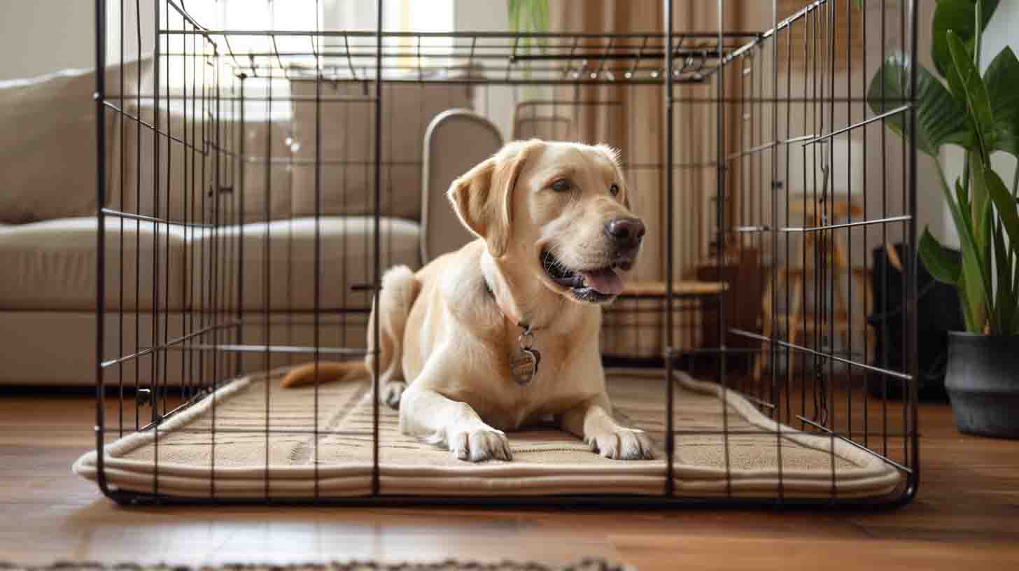 Sizing diagram for fitting orthopedic mat in 42×28-inch dog crate with clearance