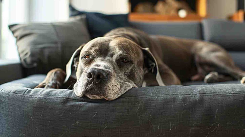 Senior dog resting on supportive orthopedic bed